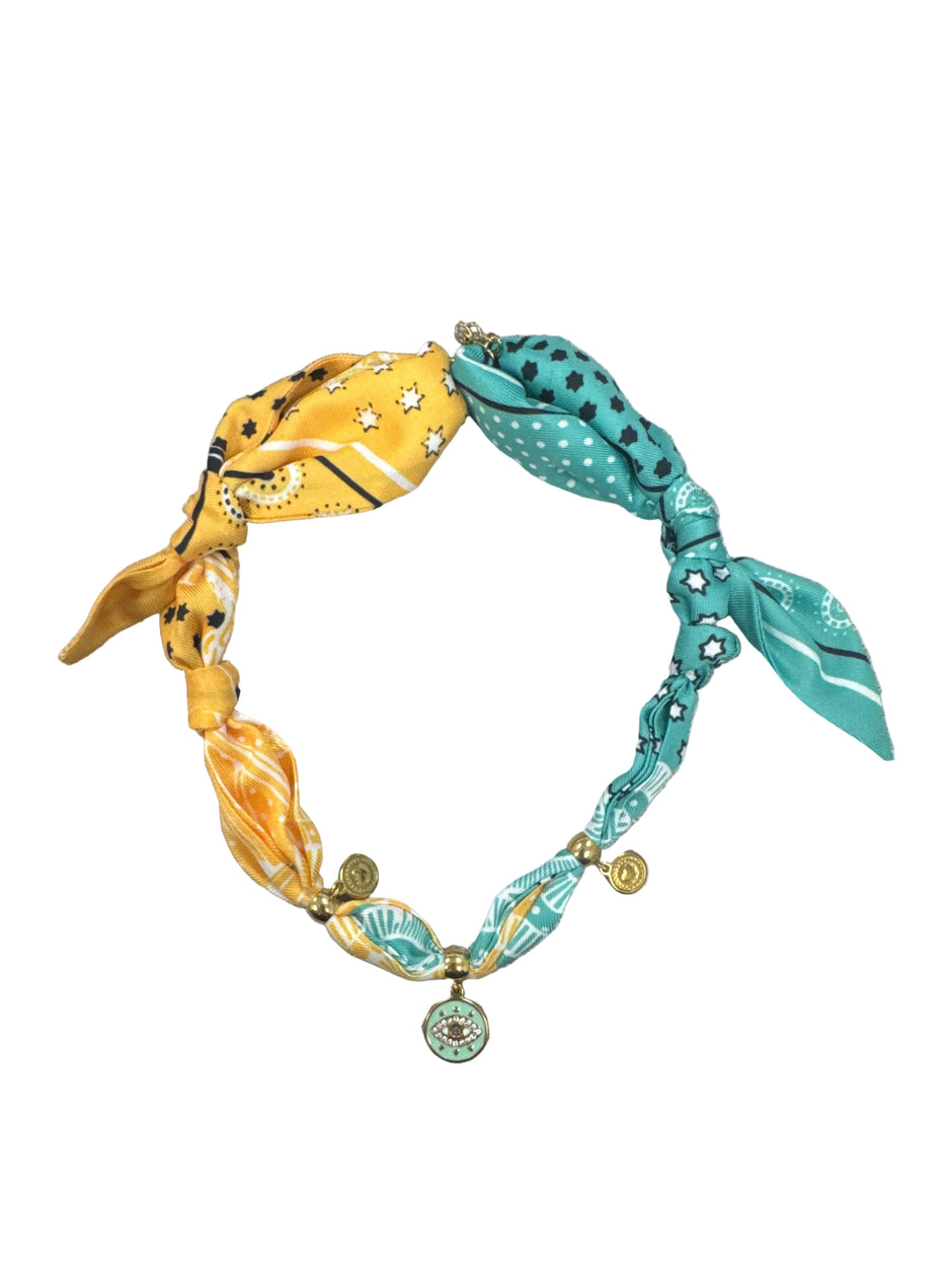 Evil Eye Charm Knotted Scarf Necklace