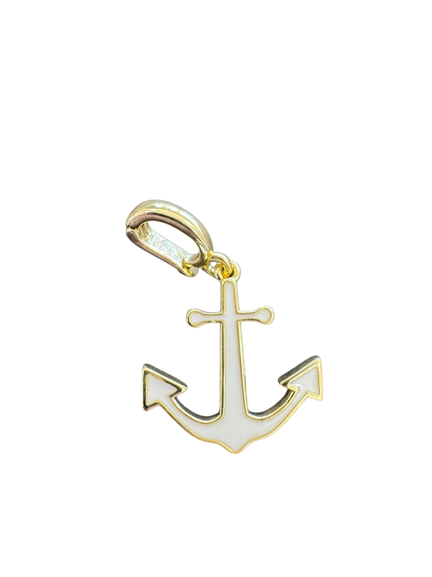 Gold & White Anchor Charm
