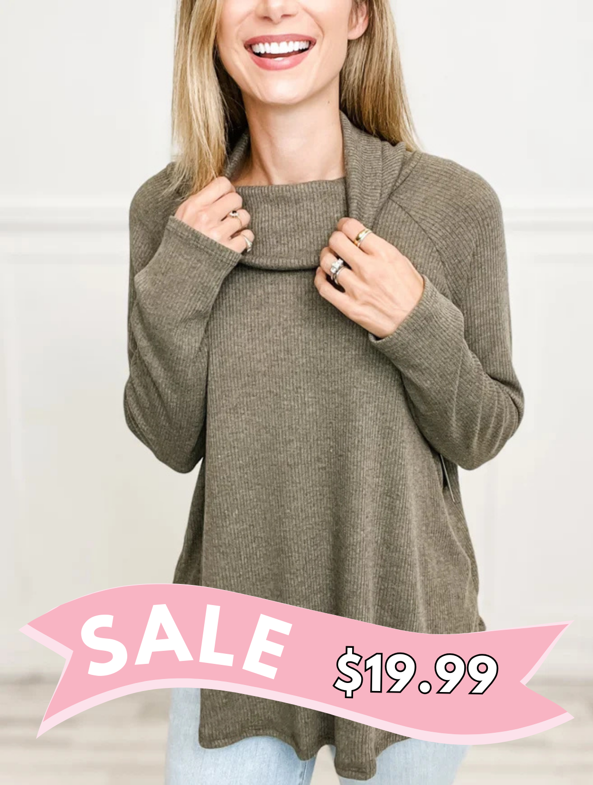 Turtleneck Long Sleeve RIbbed Top