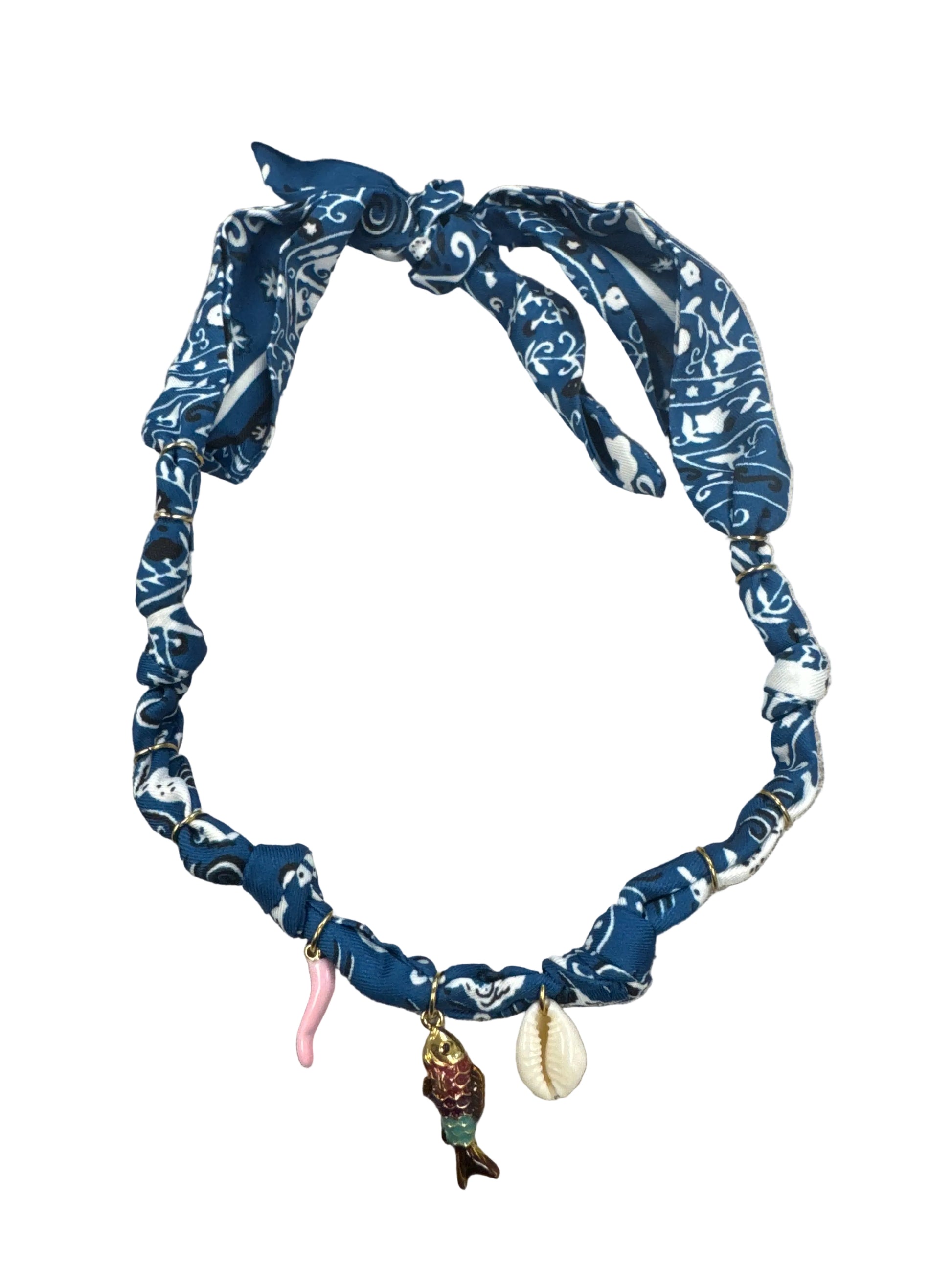 Blue Seaside Charm Scarf Necklace