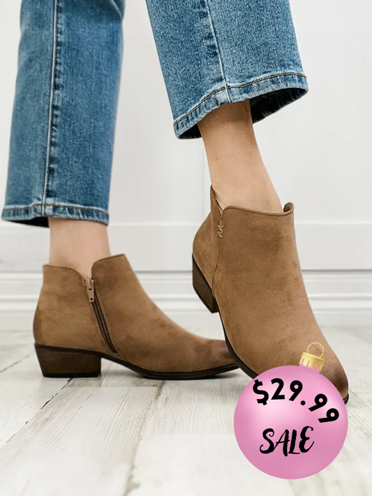 Pierre Dumas May Bootie in Taupe Suede