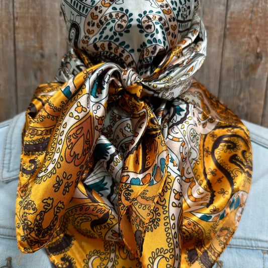 Golden, Green and Brown Paisley Wild Rag/Scarf