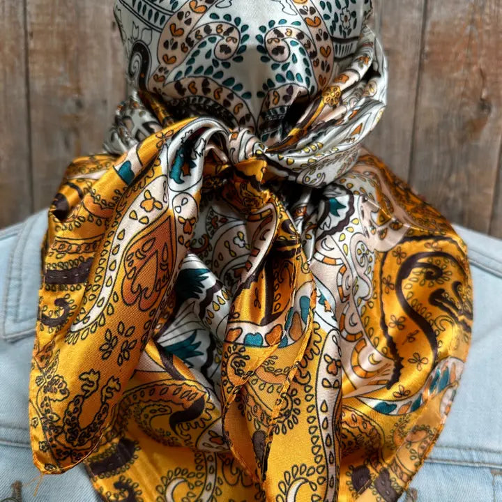 Golden, Green and Brown Paisley Wild Rag/Scarf