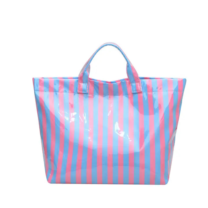 MKS America- Large Waterproof Color Blocked Striped Tote Bag