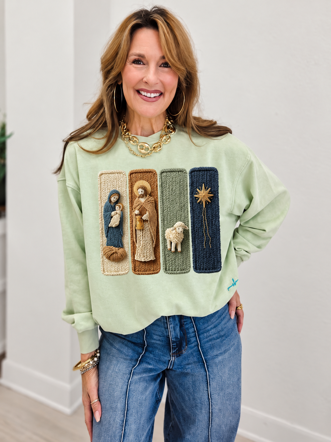 Mineral Wash Custom Yarn Nativity Graphic