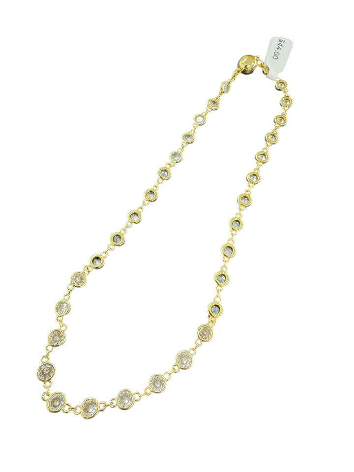 Gold & Diamond Bezel Necklace with Magnetic Closure