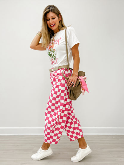 Custom Pink Check Finish Line Mini Barrel Pants!