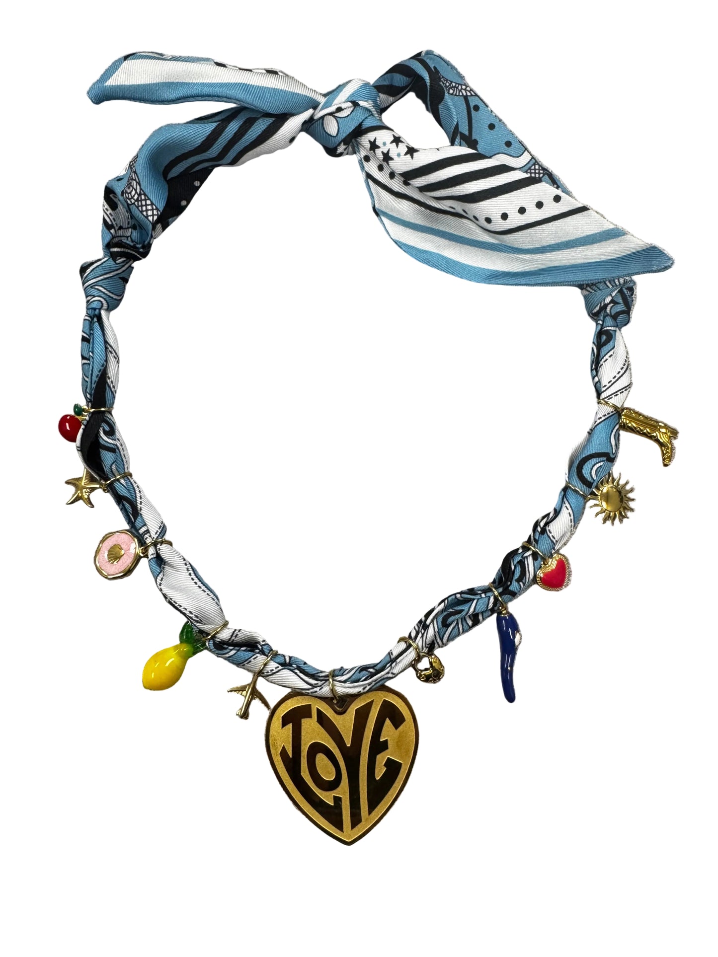 Coastal LOVE Charm Luxe Silk Scarf Necklace