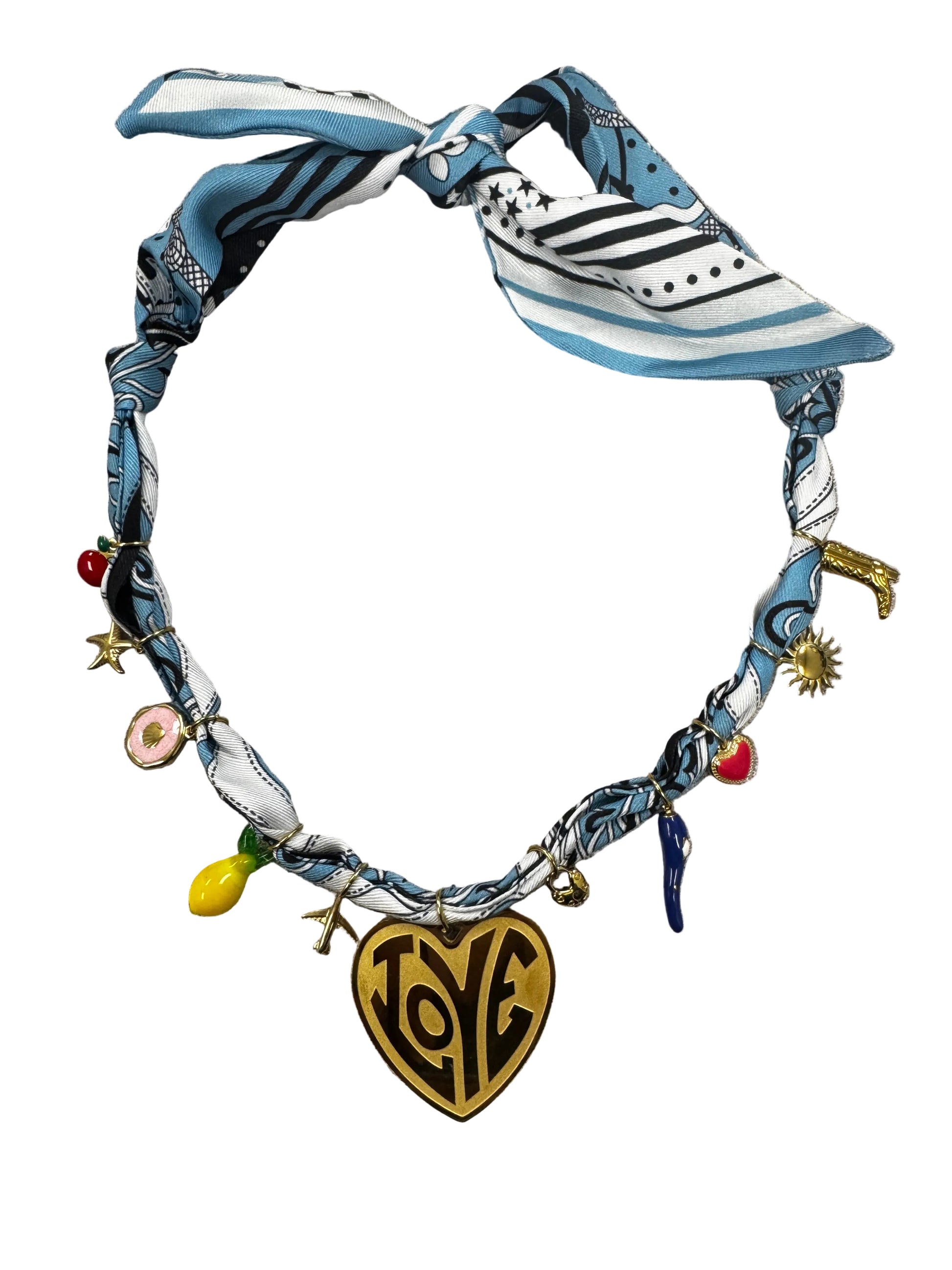 Coastal LOVE Charm Luxe Silk Scarf Necklace