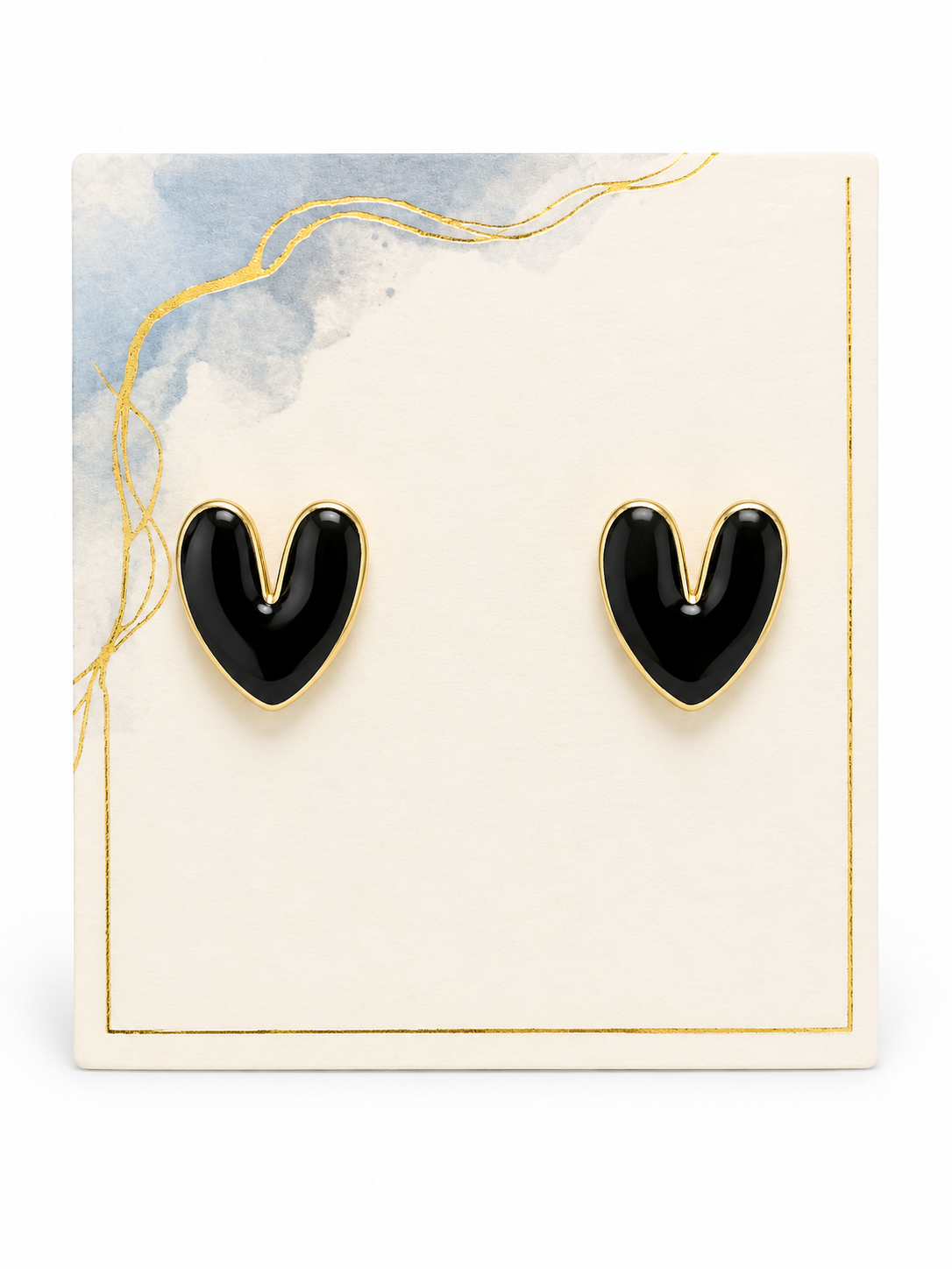 Large Enamel Black Heart Earring
