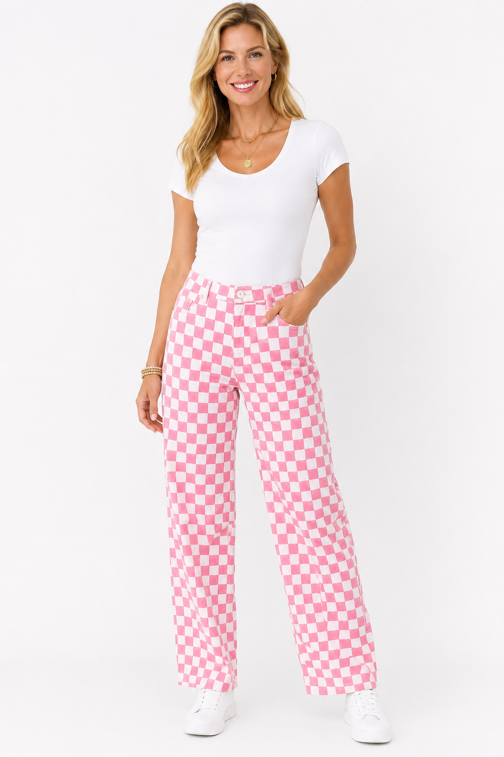 Custom Pink Check Finish Line Mini Barrel Pants!