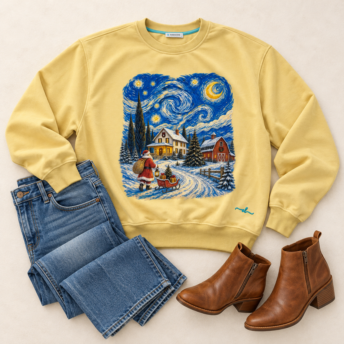 Starry Christmas Night Graphic Top