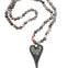 Stone Beaded Hammered Heart Pendant Necklace - GRP A