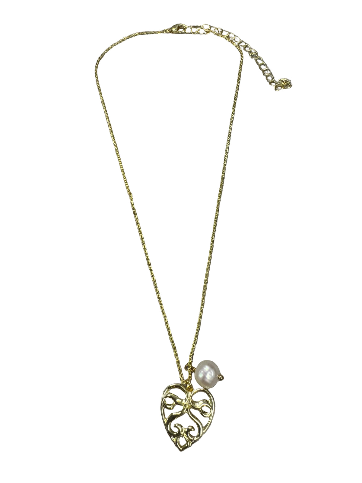 Modern Pearl Heart Necklace