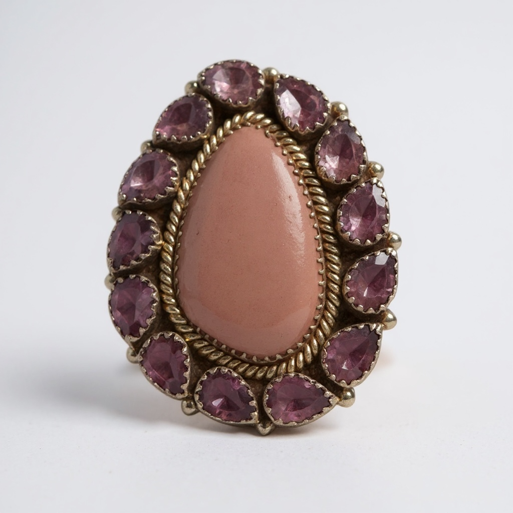 Blush &amp; Amethyst Teardrop Statement Ring
