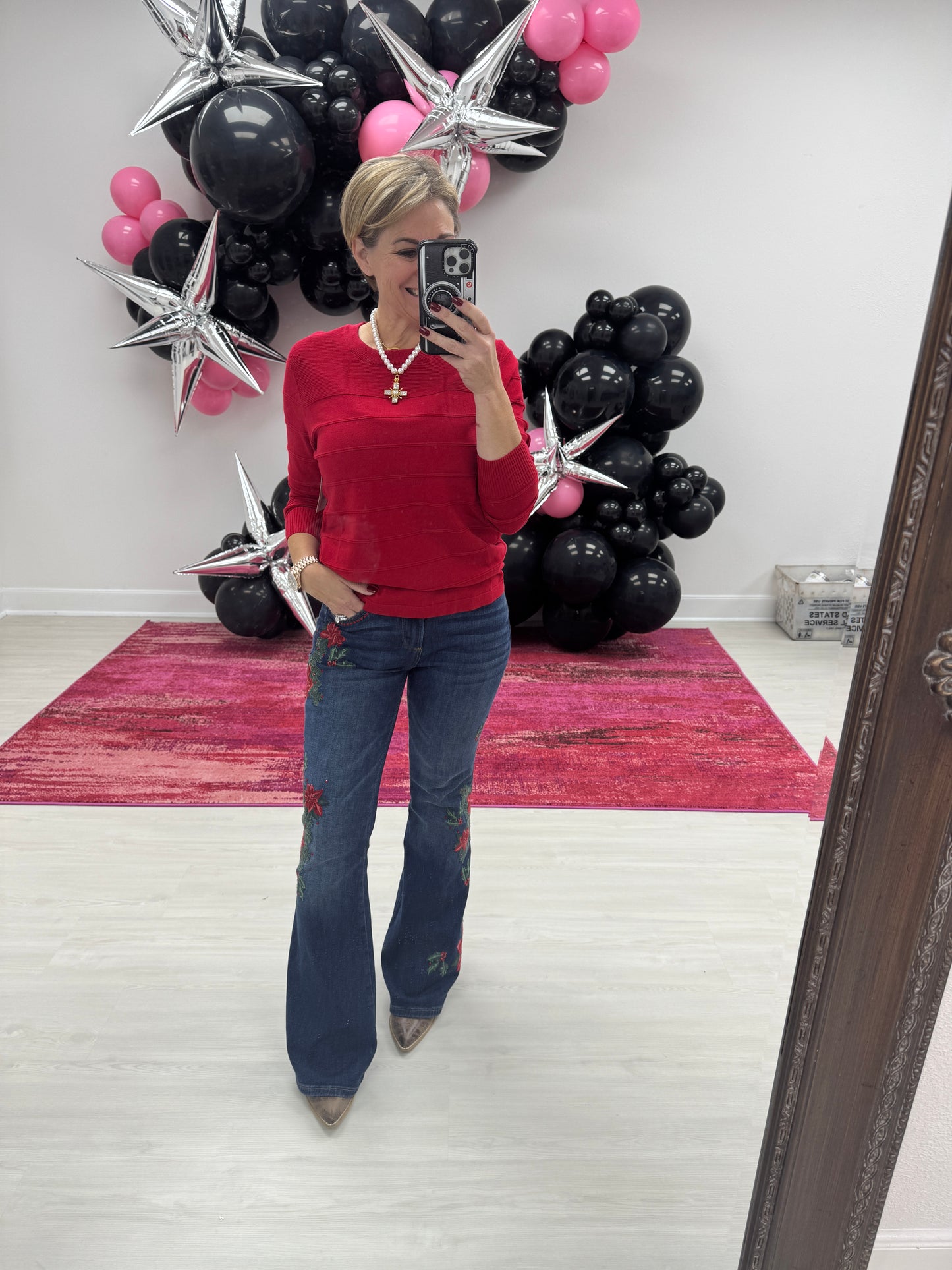 Happy Holly Boot Cut Embroidered Jeans