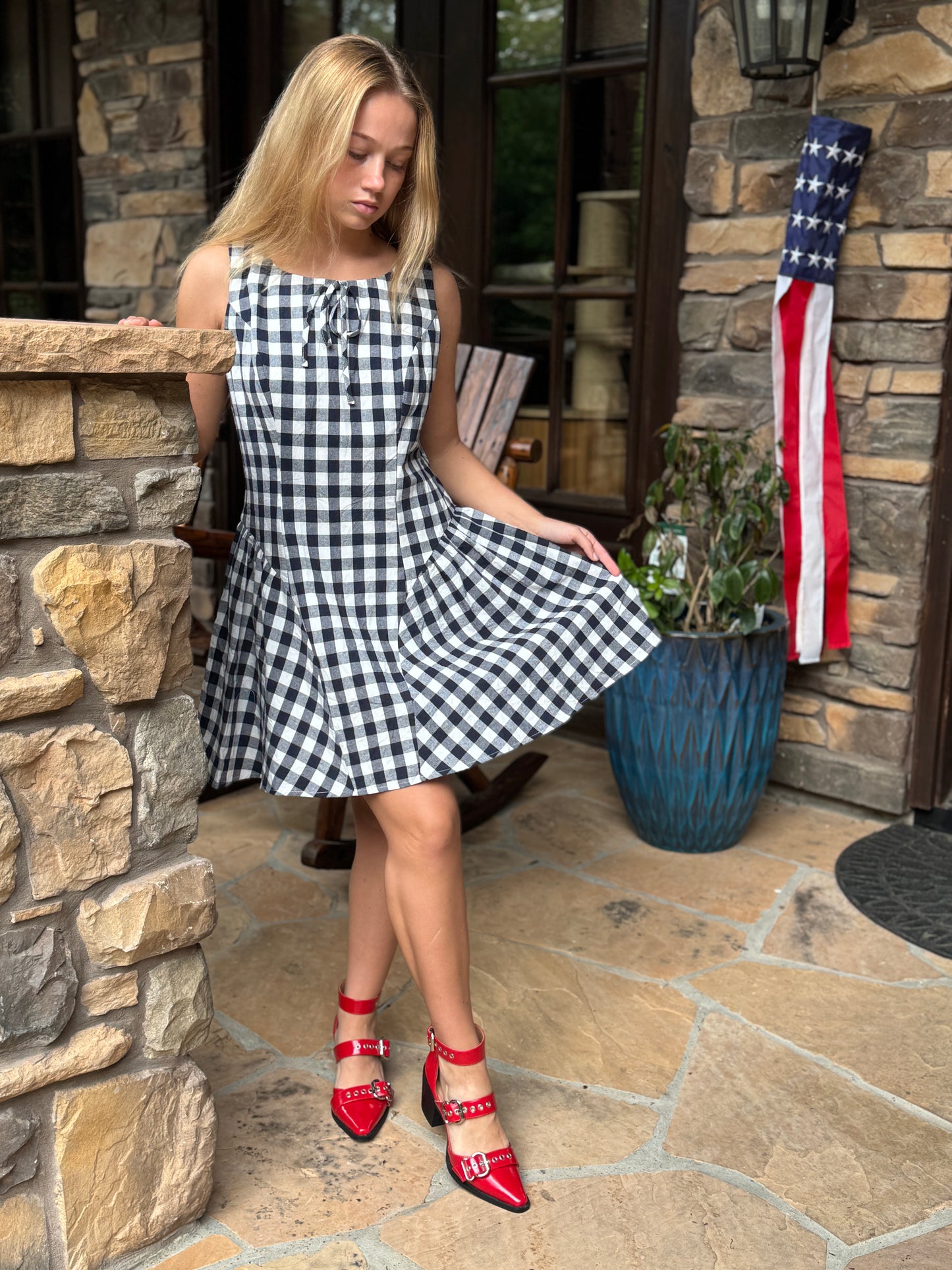 Vintage Gingham Sleeveless Mini Dress