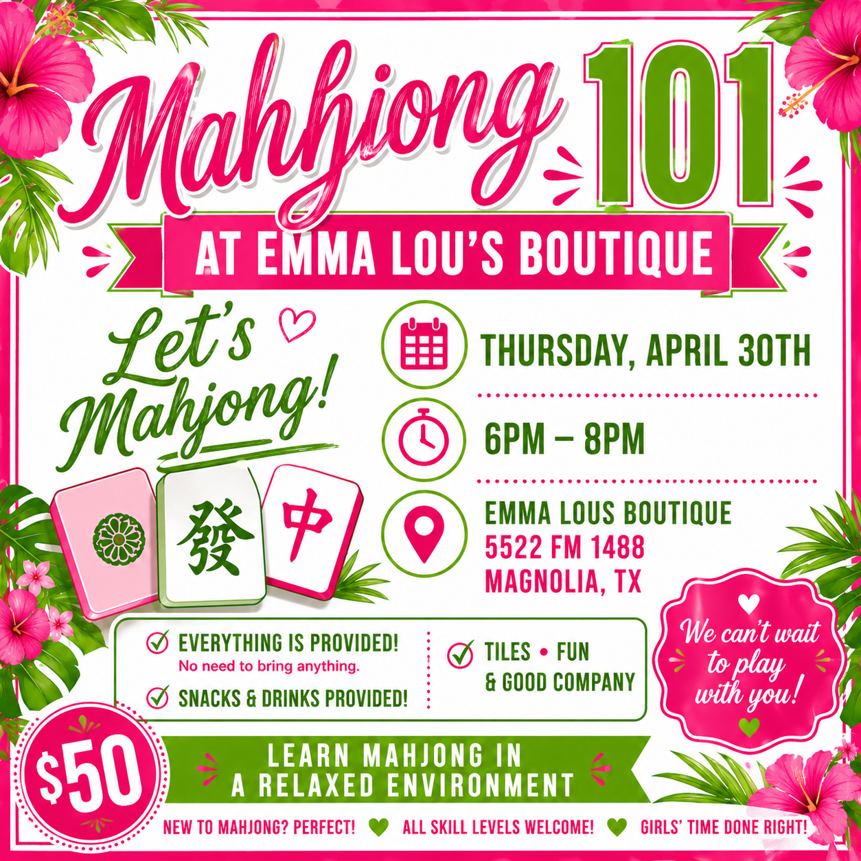 Mahjong 101 - April 30th