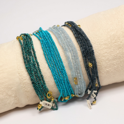 Natural Beaded Stone Necklace 14" & 18" - Blues