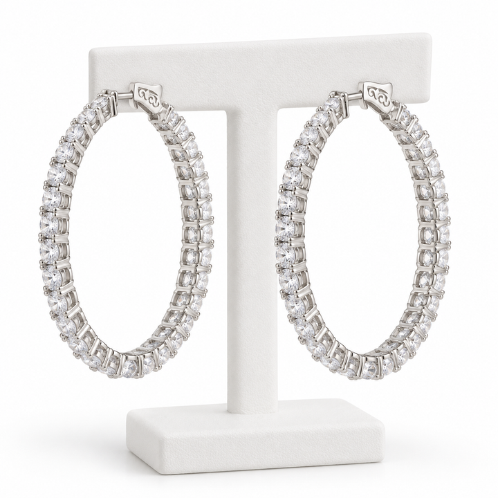 28.5x26mm Sterling Silver OVAL Inside Out Earring