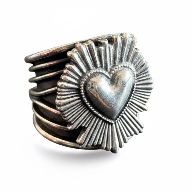 Sterling Silver Sunshine Heart Stacker Ring Size 8