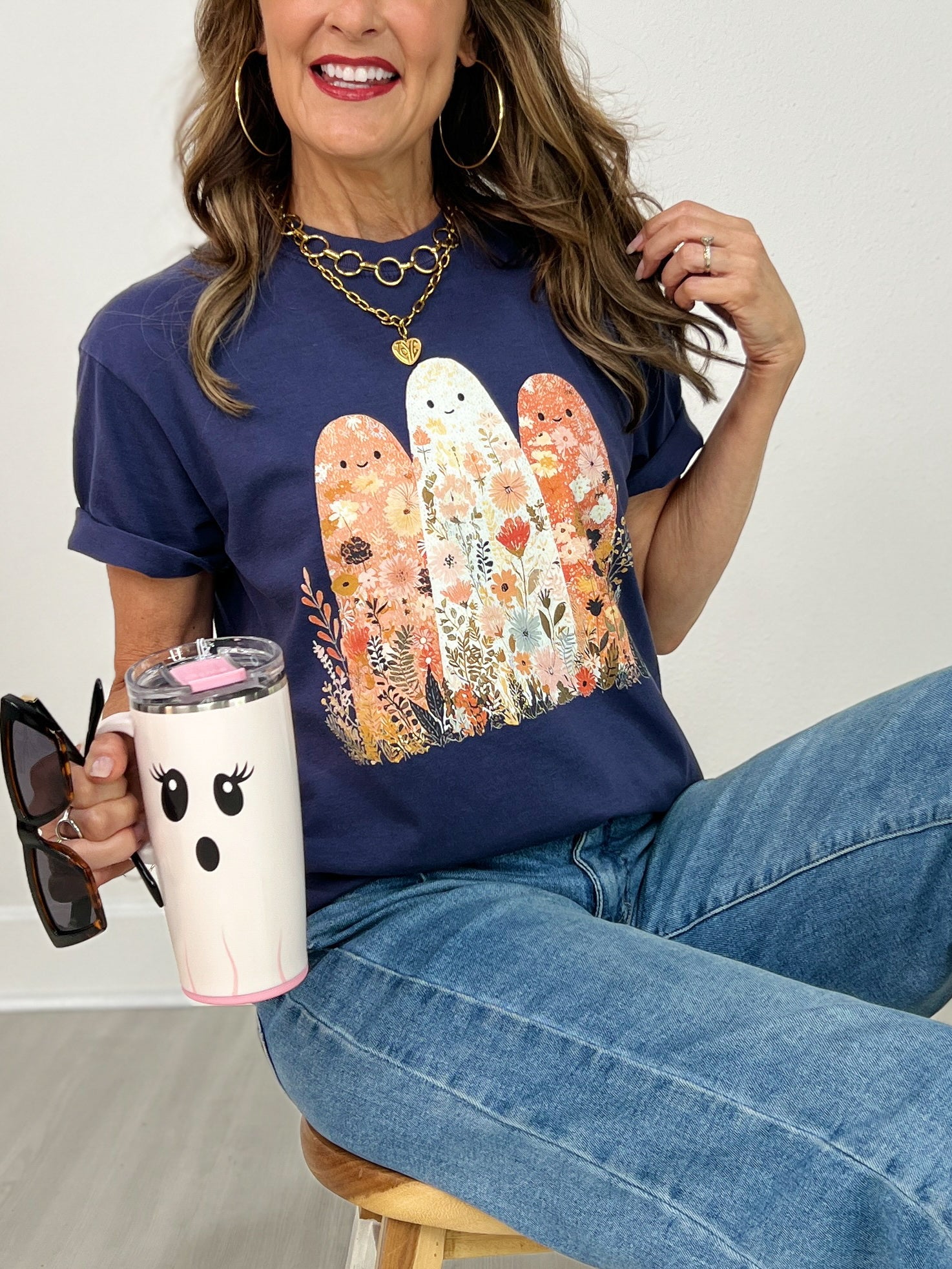 3 Floral Ghosts Graphic Tee
