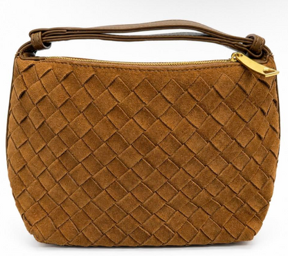 The Sable-Suede Woven Handbag With Adjustable Strap