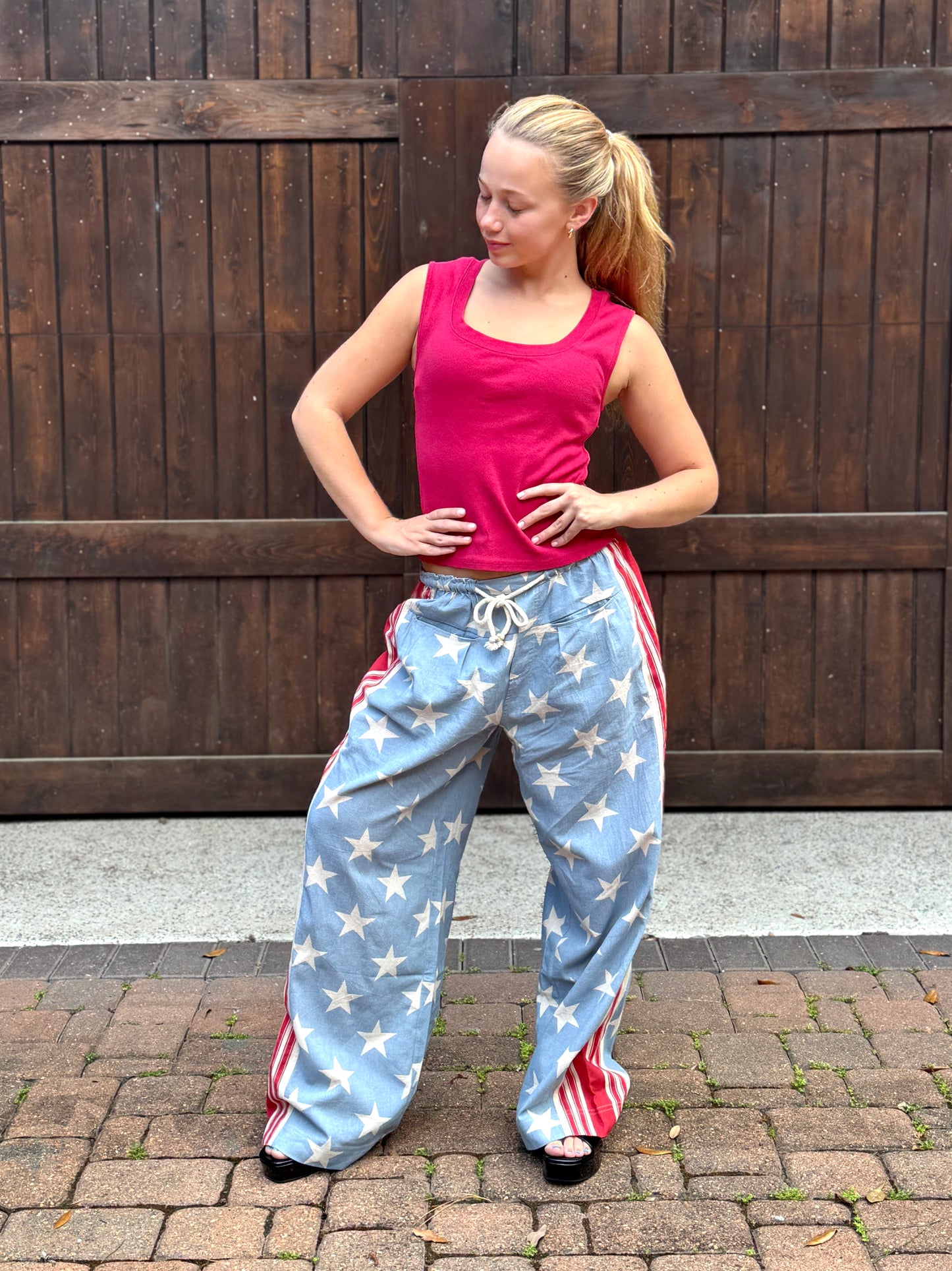 Stars and Stripes Drawstring Waist Pants