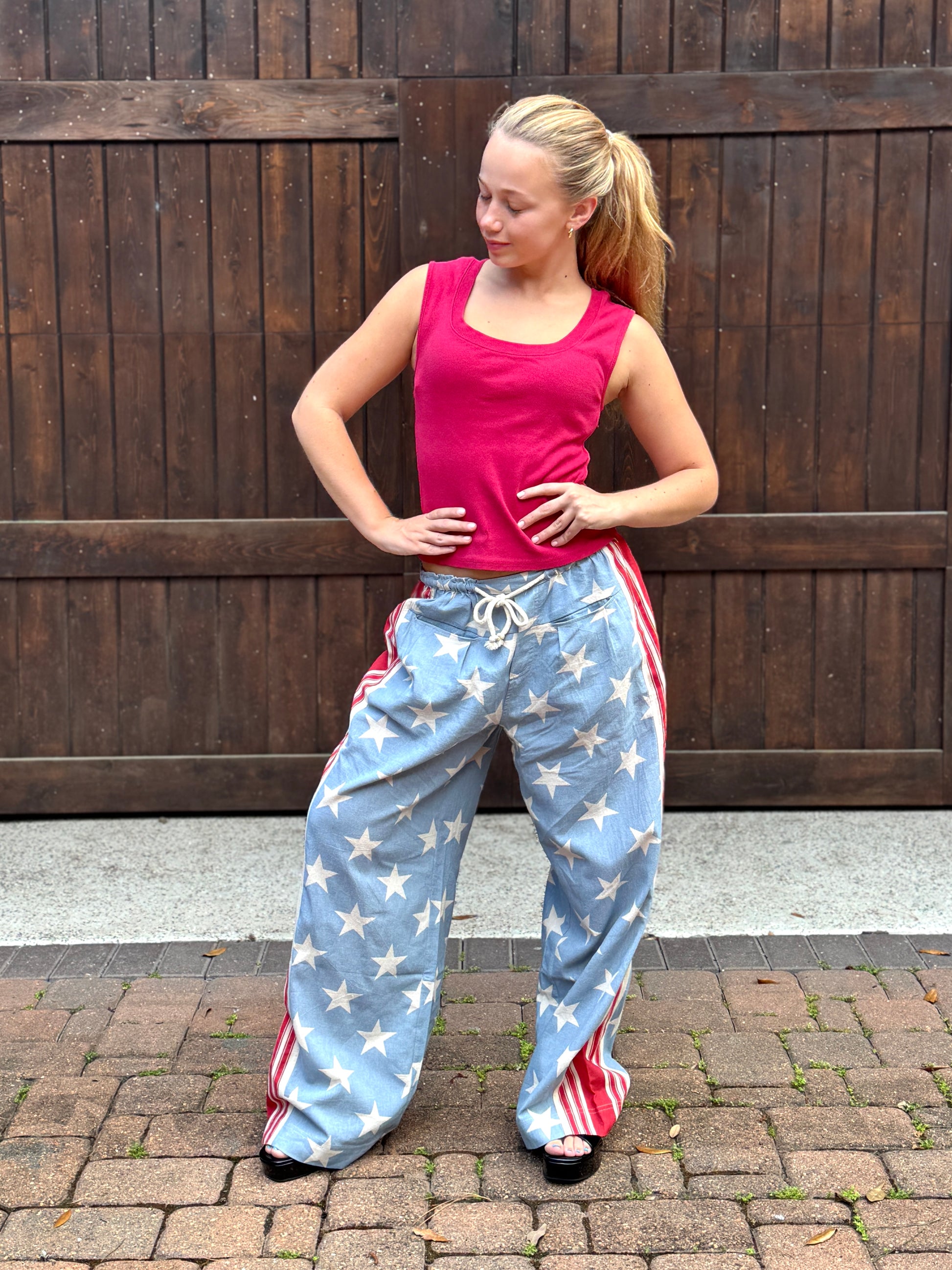 Stars and Stripes Drawstring Waist Pants