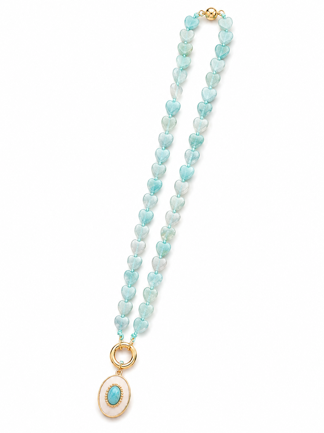 Hearts of Teal Size 18" length Necklace