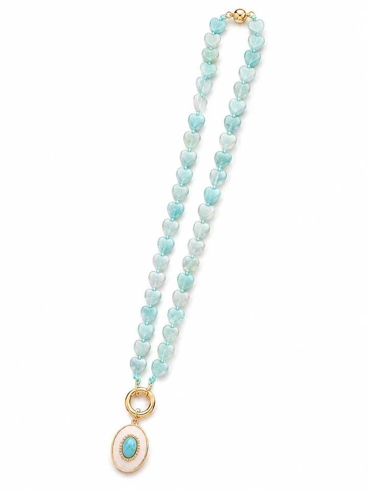 Hearts of Teal Size 18" length Necklace