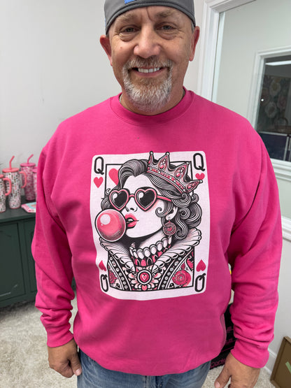 Bubble Gum Queen of Hearts Rhinestone Graphic Top