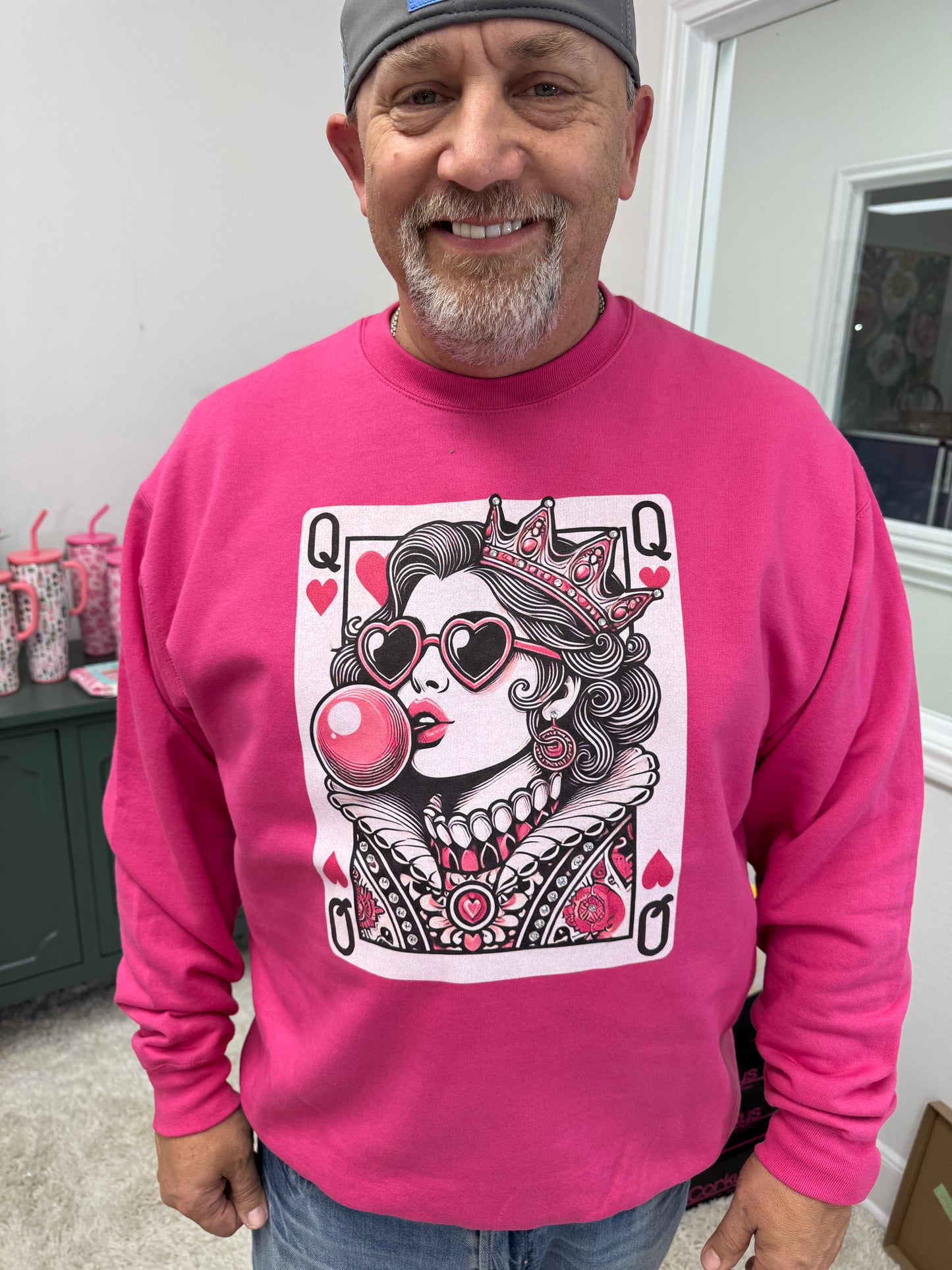 Bubble Gum Queen of Hearts Rhinestone Graphic Top