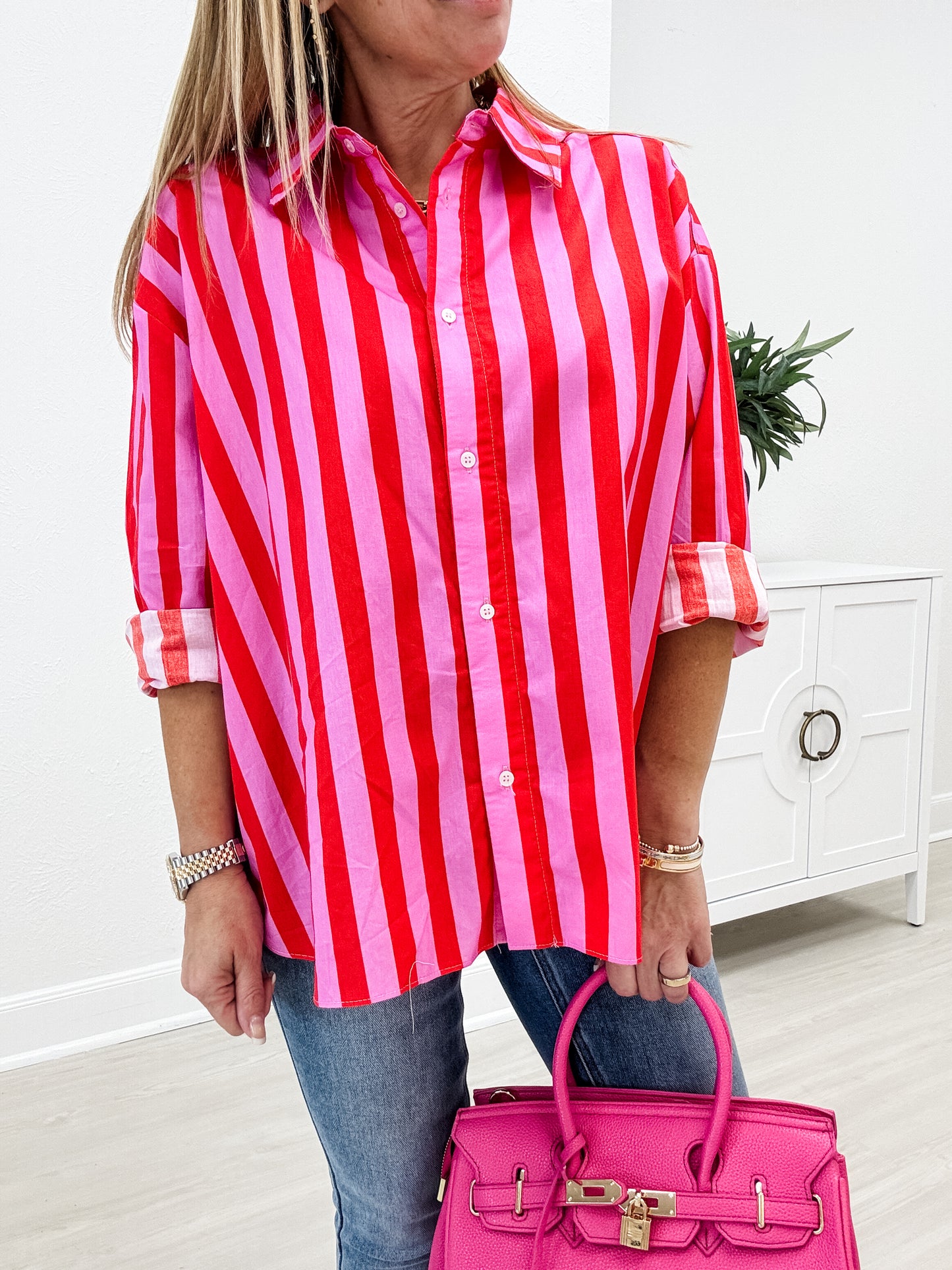 Cotton Classic Stripe Button Down Shirt