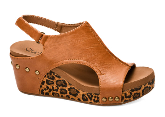 Corkys Carley Cognac Leopard Wedge Shoe