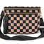 Oversized Nylon Double Zipper Checkered Crossbody in Mocha/Black