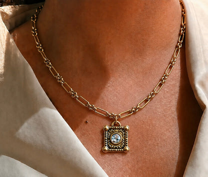 Gold Plated 17" Chain with Swarovski Crystal Pendant
