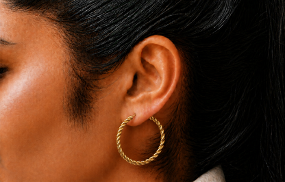Gold Plated Vintage Rope Hoop Earrings