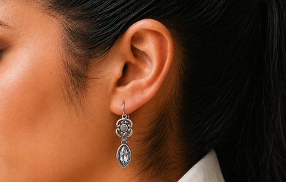 Vintage Reproduction Clover & Crystal Earrings
