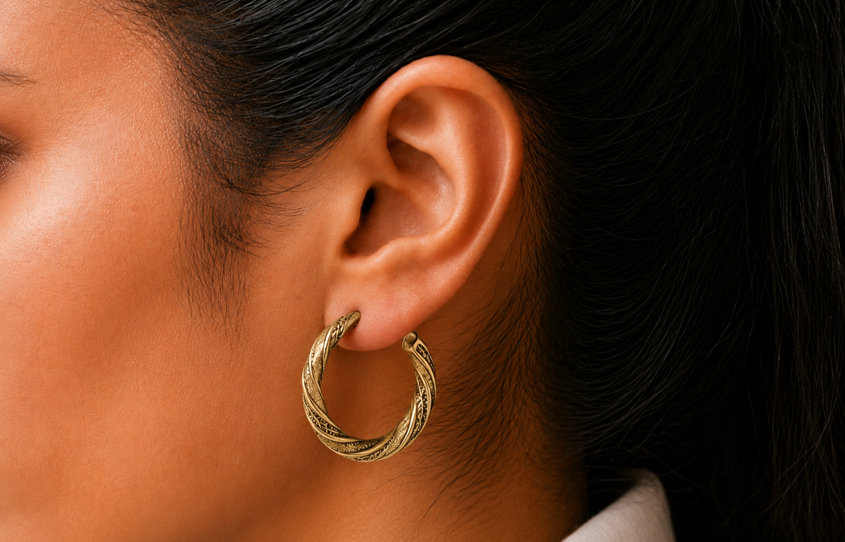 Medium Gold Vintage Hoop Earrings