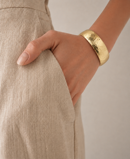Repurposed gold plated organic bangle large