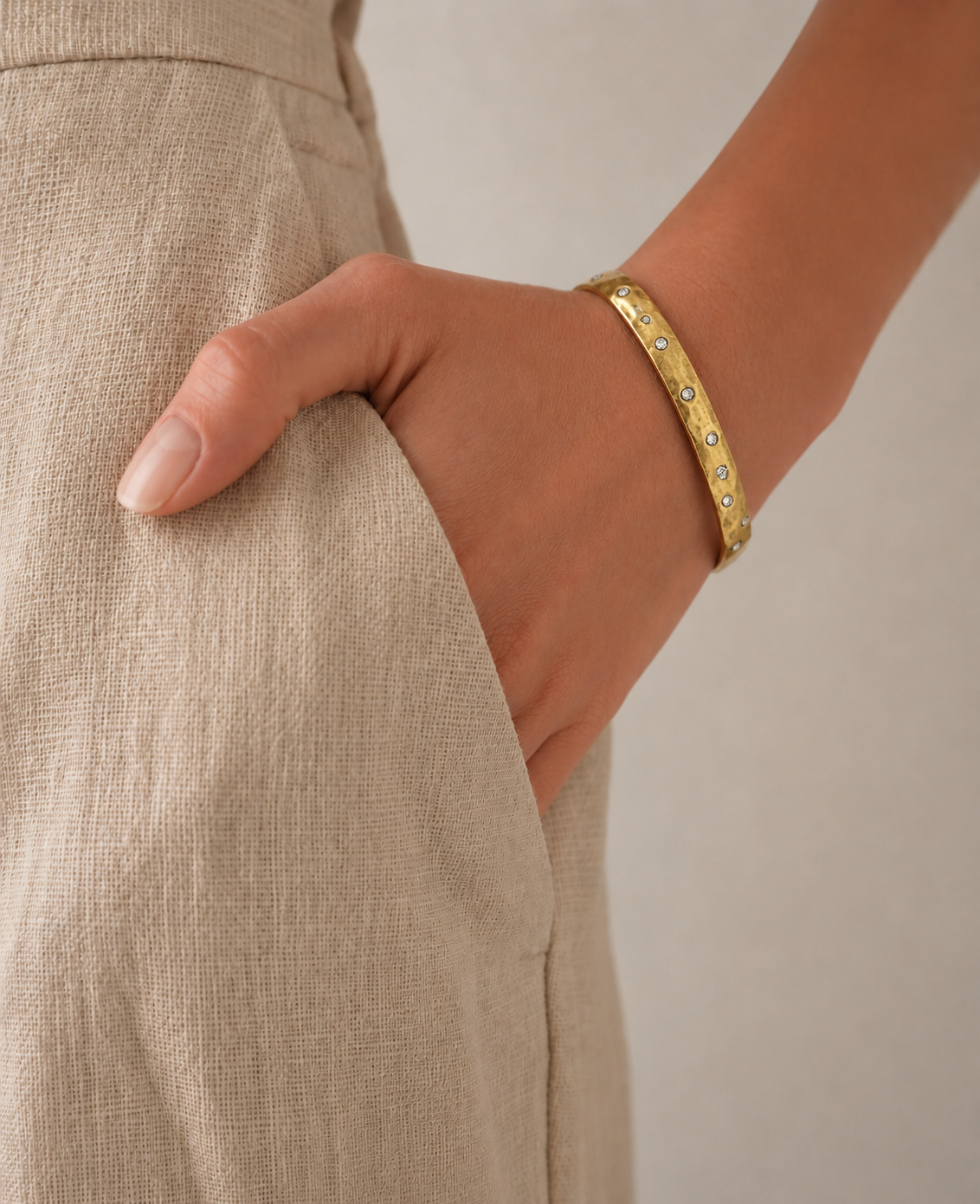 Vintage Gold Plated Bangle with Small Crystals