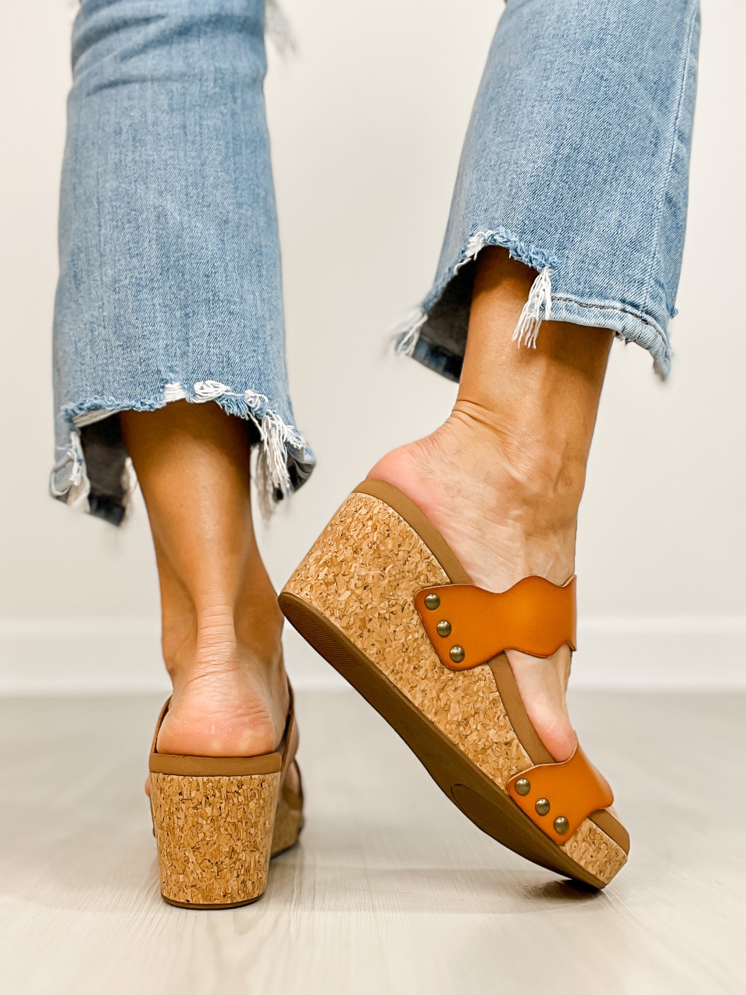 Corkys Obviously Double Strap Wedges in COGNAC