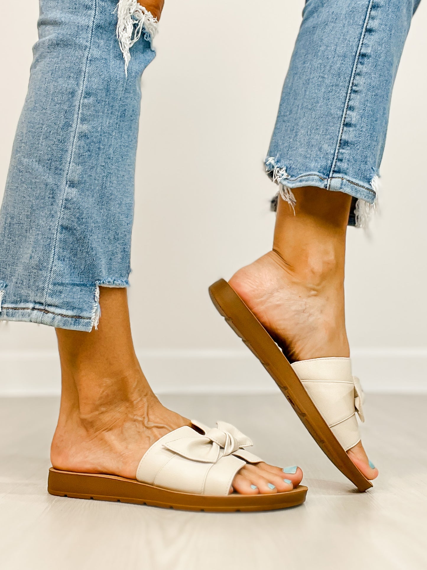 Corkys Rock The Bowt Slide Sandals in IVORY