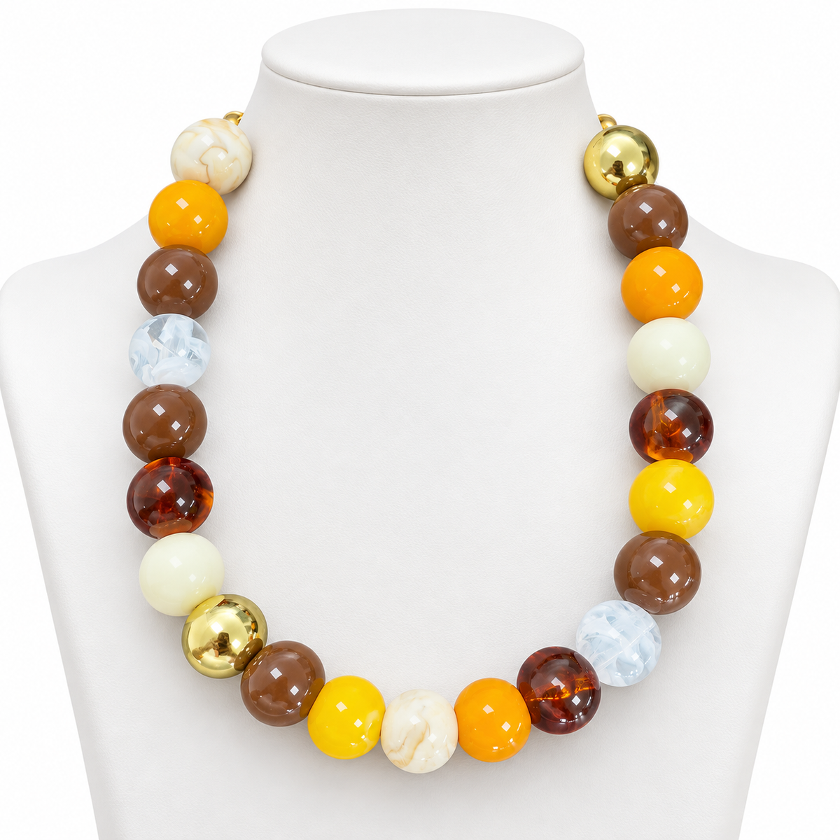 Pop Of Color Ball Necklace Chocolate