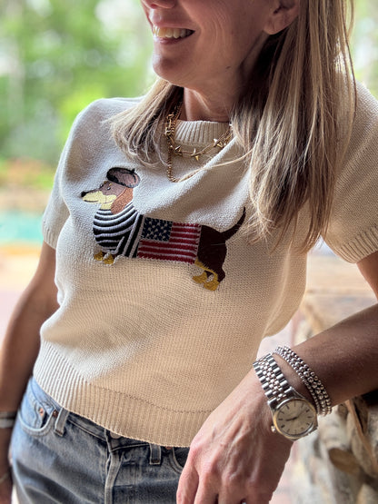 Dachshund 4th Of July Embroidered Sweater