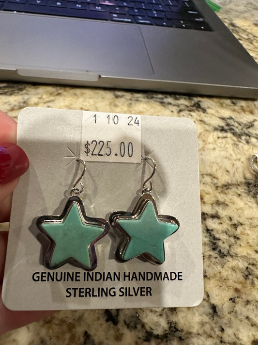 Sterling Silver Turquoise Star Earrings