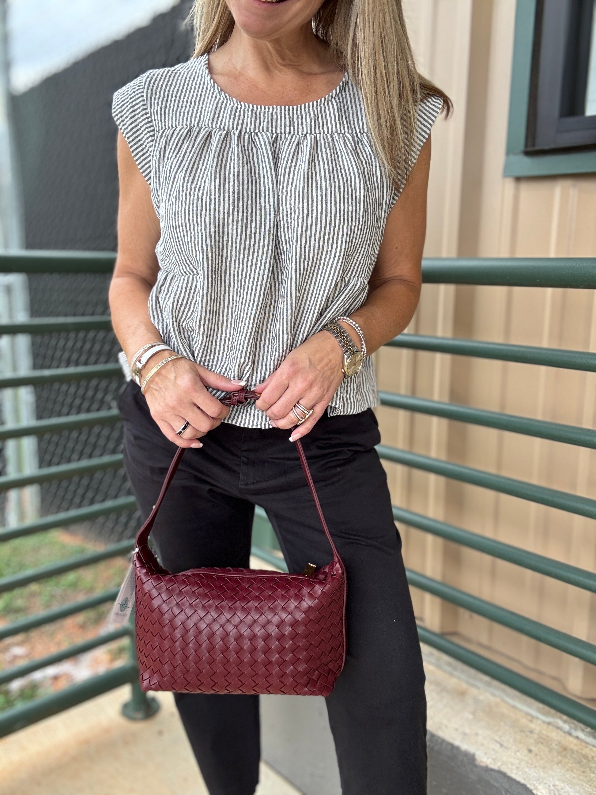 Flutter Cap Sleeve Striped Top