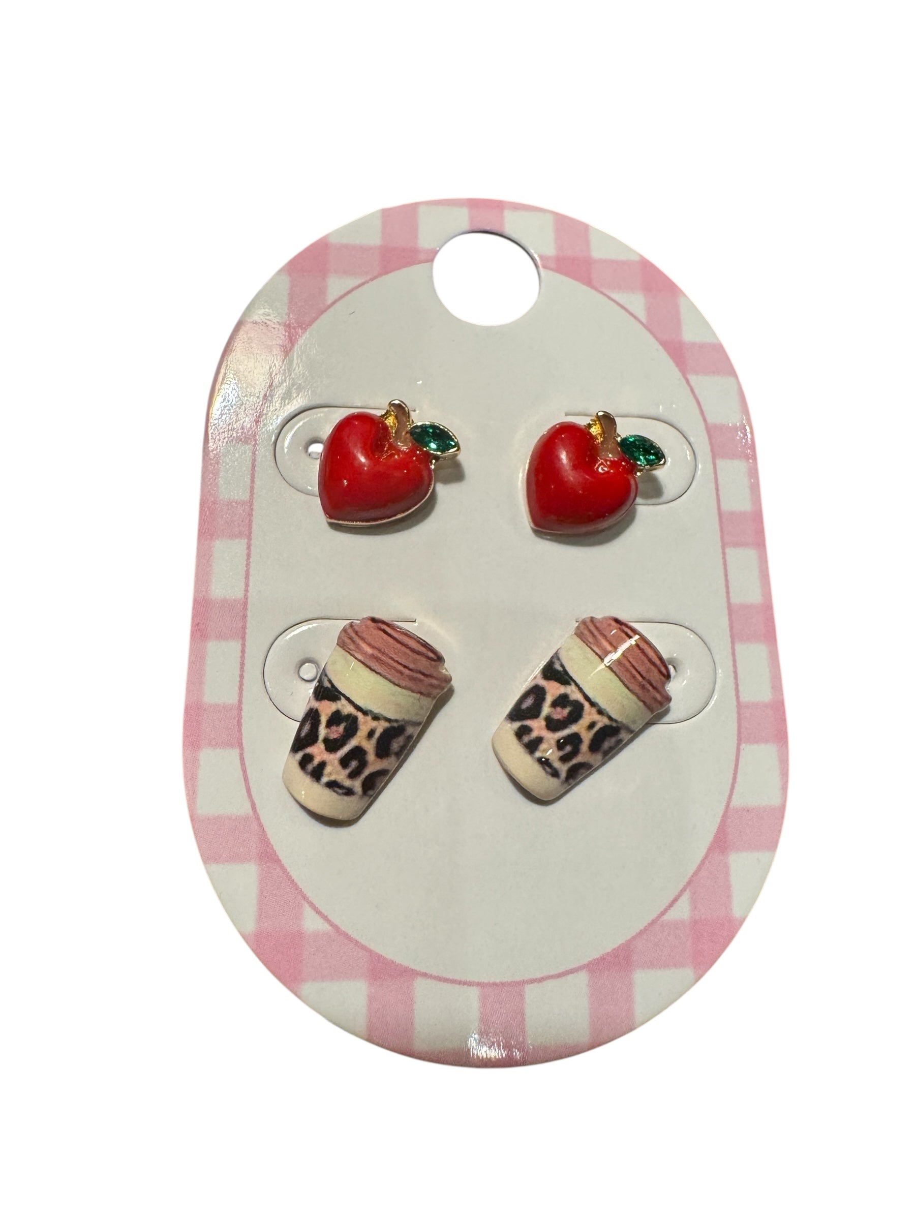 Coffee Cup and Apple Earring Set