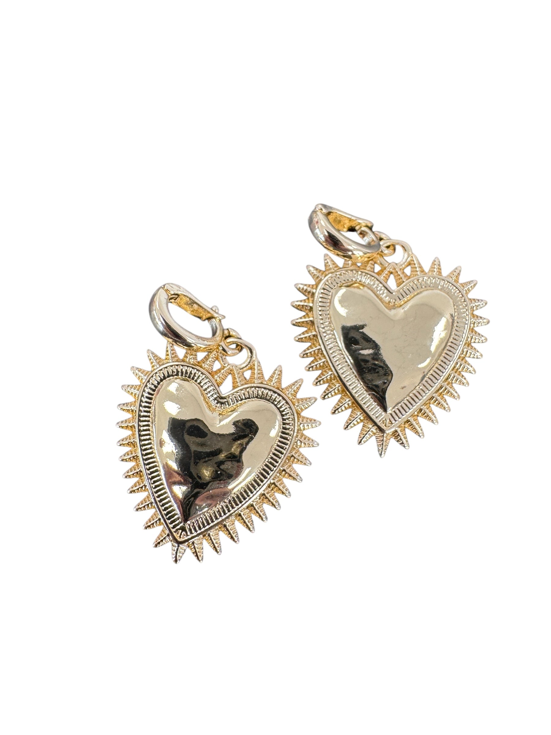 Gold Puffy Heart Retro Detachable Charm